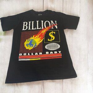 Billion Dollar Baby Men's Graphic Spell Out Logo T Shirt Black M Earth Flame